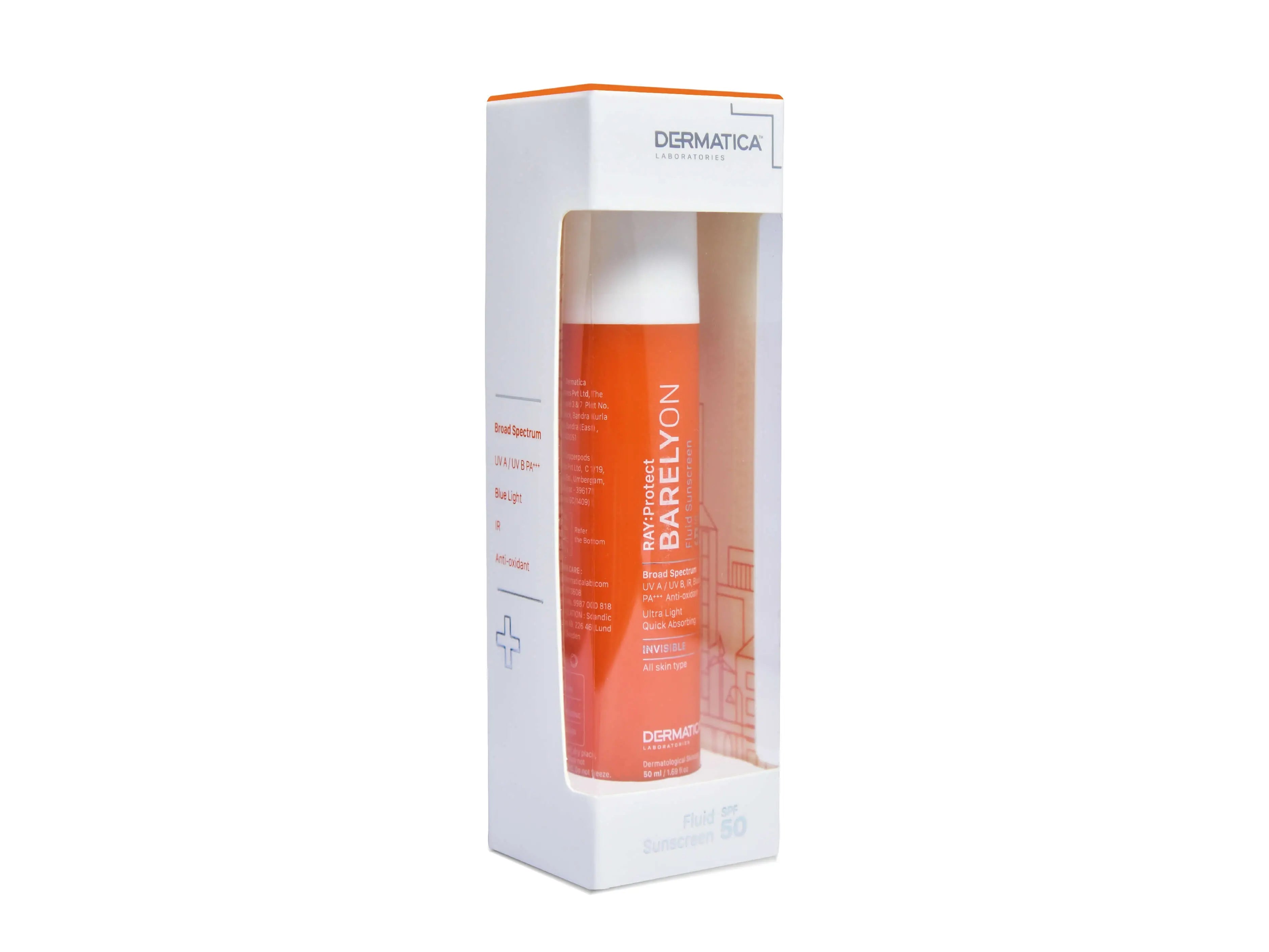 DERMATICA RAY: Protect Barelyon Fluid Sunscreen SPF 50 - Nibasu