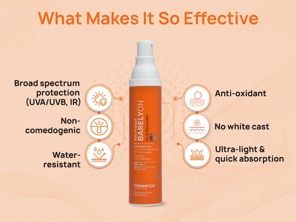 DERMATICA RAY: Protect Barelyon Fluid Sunscreen SPF 50 - Nibasu