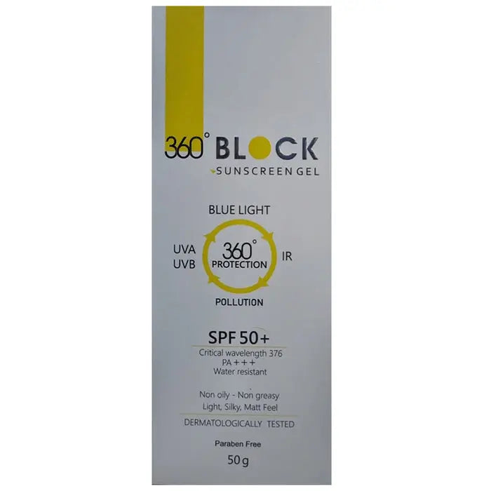 360° Block Sunscreen Gel SPF 50+ PA+++ | 360° UVA/UVB & IR Protection - Nibasu