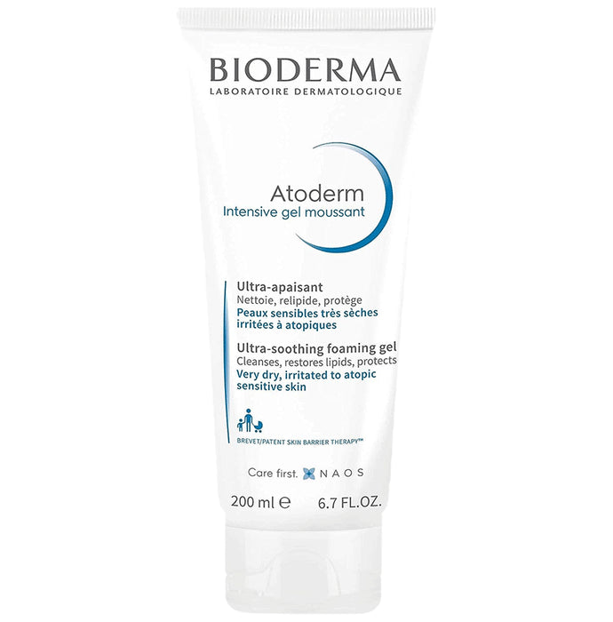 Bioderma Atoderm Intensive Moussant Face and Body Gel Wash | Paraben, Alcohol, Steroid, Colour & Fragrance-Free | Derma Care | For Very Dry, Irritated to Atopic Sensitive Skin - Nibasu