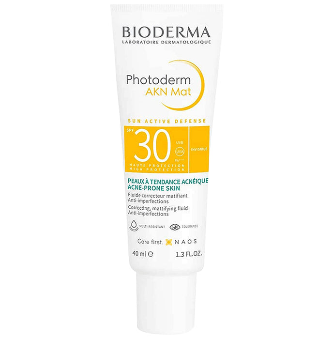 Bioderma Photoderm AKN Mat Sunscreen SPF 30 PA++++ | For Acne Prone Skin - Nibasu