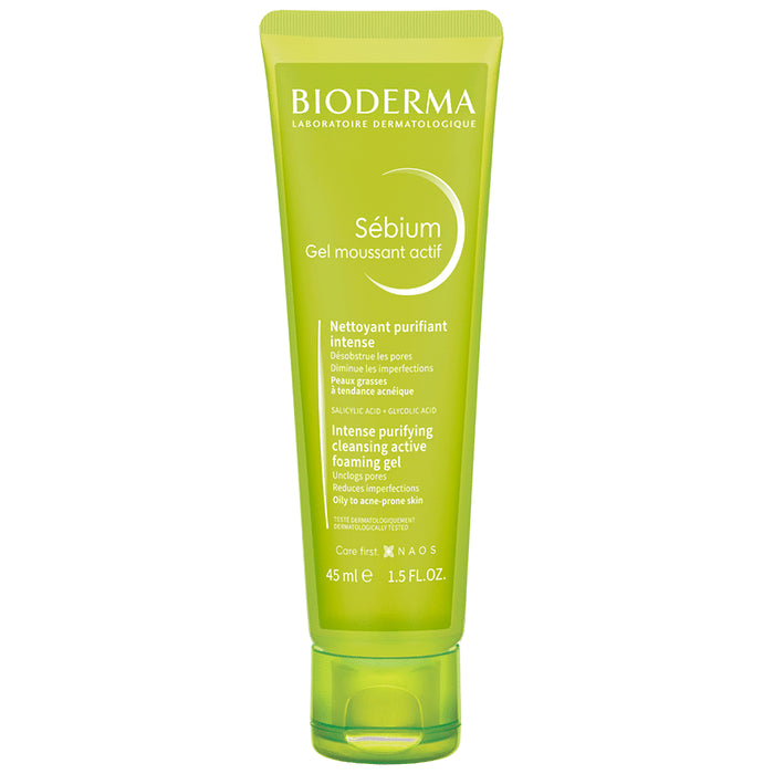 Bioderma Sebium Gel Moussant Actif cleanser with Salicylic & Glycolic acid for Acne Prone, Oily Skin - Nibasu