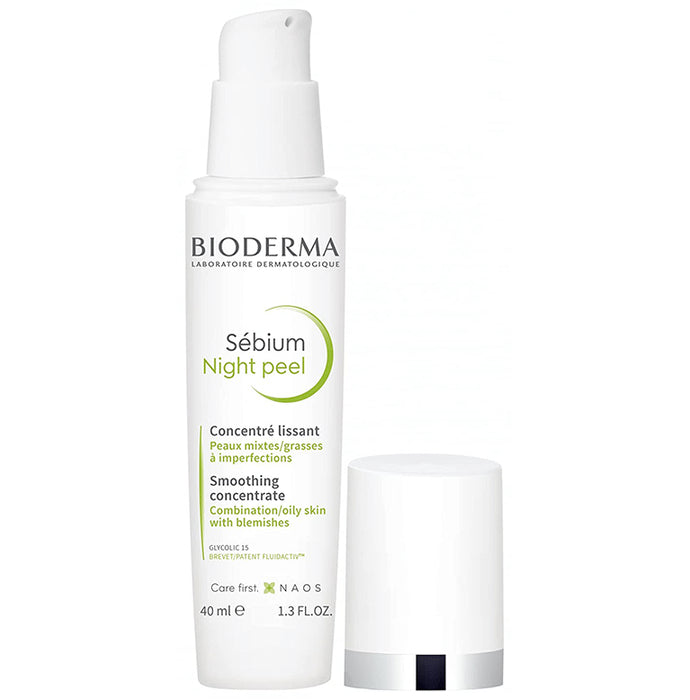 Bioderma Sebium Night Peel Smoothing Concentrate | Reduces Spots & Blemishes | For Combination/Oily Skin - Nibasu