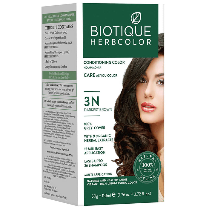 Biotique Herbcolor (50gm + 110ml) Darkest Brown - Nibasu