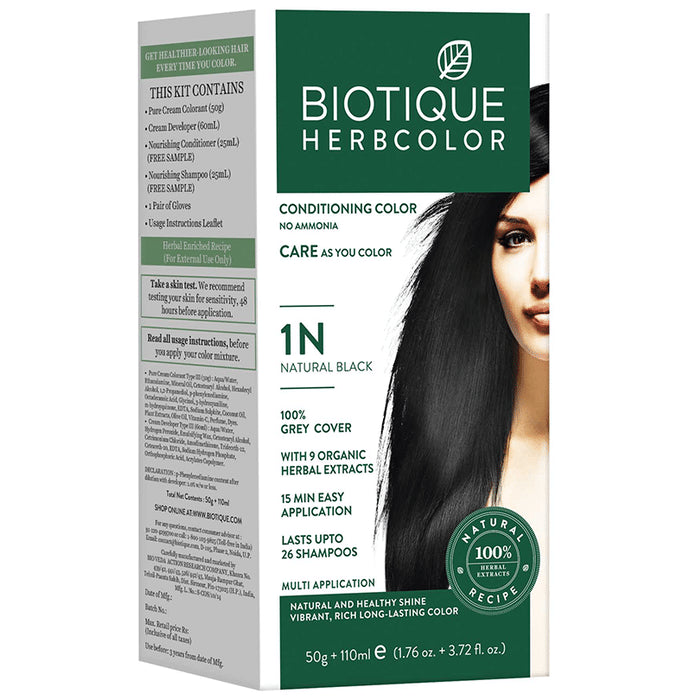 Biotique Herbcolor (50gm + 110ml) Natural Black - Nibasu
