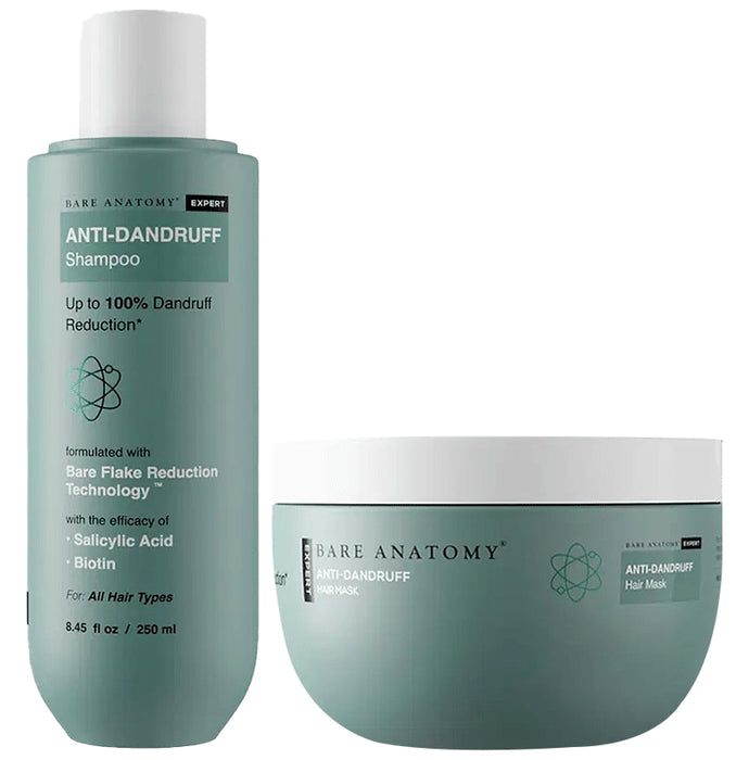 Bare Anatomy Combo Pack of Anti-Dandruff Shampoo (250ml) & Anti-Dandruff Hair Mask (250gm) - Nibasu