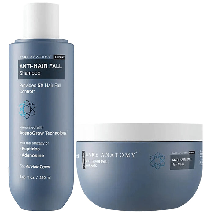 Bare Anatomy Combo Pack of Anti-Hairfall Shampoo (250ml) & Anti-Hair Fall Hair Mask (250gm) - Nibasu