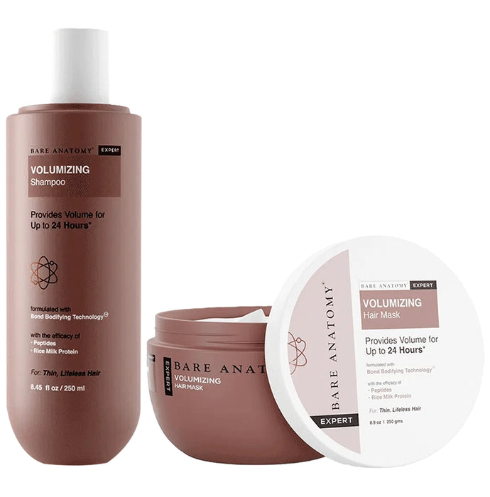 Bare Anatomy Combo Pack of Volumizing Hair Mask & Volumizing Shampoo (250ml) & Volumizing Hair Mask (250gm) - Nibasu