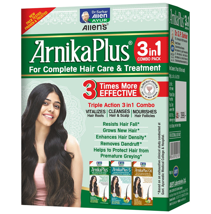 Allen Laboratories Arnika Plus 3 in 1 Combo Kit for Complete Hair Care and Treatement - Nibasu