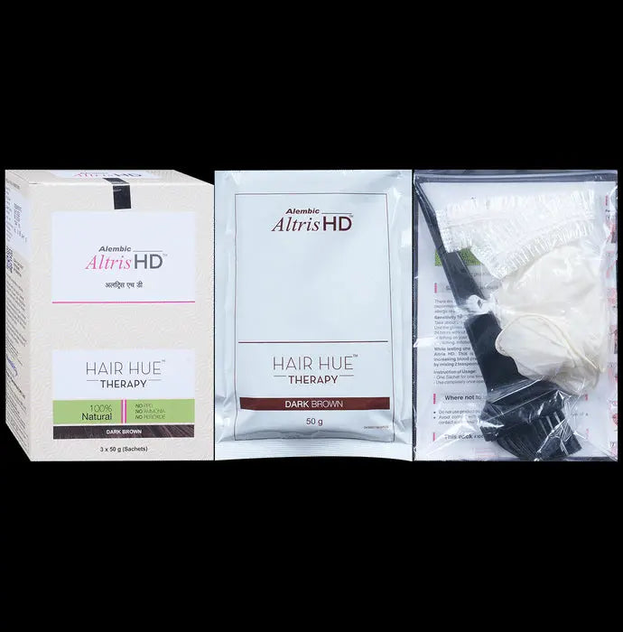Altris HD Hair Hue Therapy | No PPD, No Ammonia & No Peroxide | Colour Dark Brown - Nibasu
