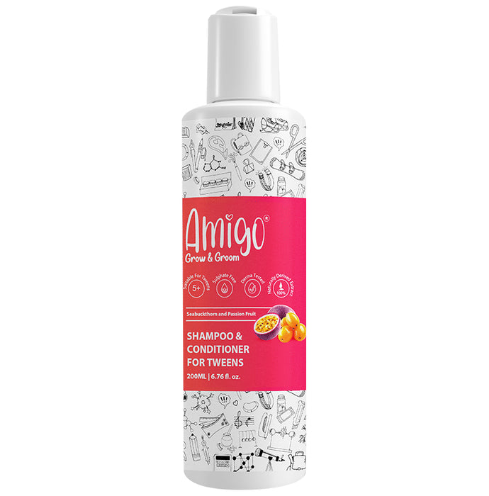 Amigo Seabuckthorn and Passion Fruit Shampoo & Conditioner for Tweens - Nibasu