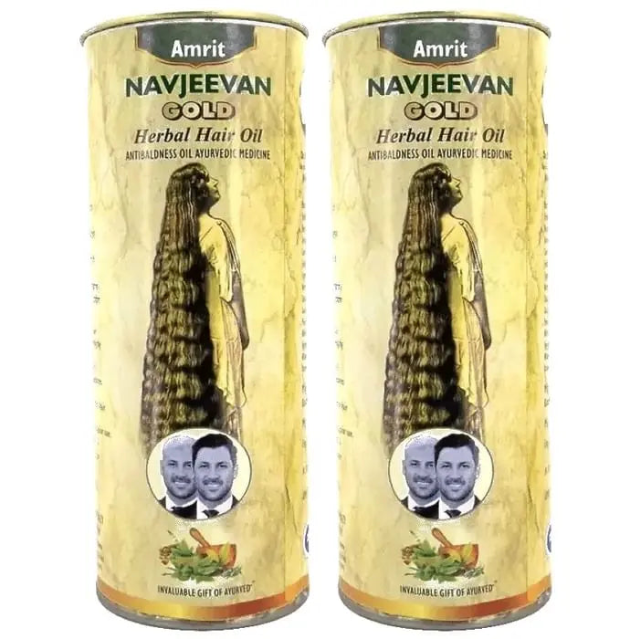 Amrit Navjeevan Gold Herbal Hair Oil (100ml Each) - Nibasu