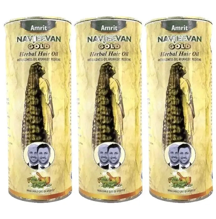 Amrit Navjeevan Gold Herbal Hair Oil (100ml Each) - Nibasu