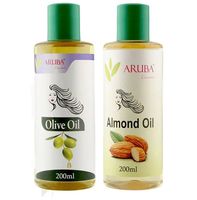 Aruba Essentials Combo Pack of Olive Oil & Almond Oil (200ml Each) - Nibasu