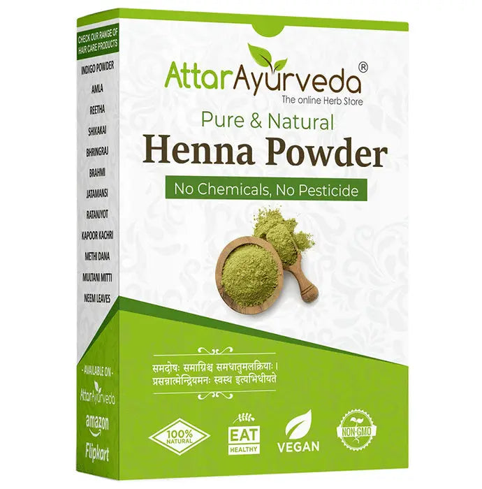 Attar Ayurveda Pure and Natural Henna Powder - Nibasu