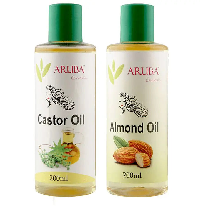 Aruba Essentials Combo Pack of Castor Oil & Almond Oil (200ml Each) - Nibasu
