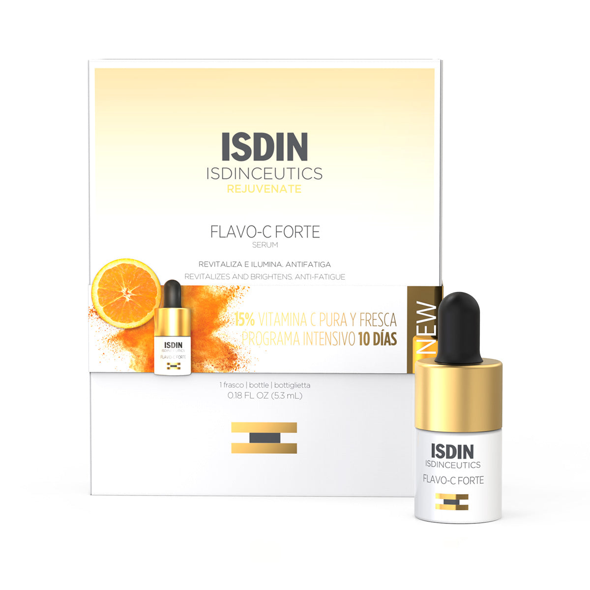 ISDIN Flavo-C Forte Serum (3 x 5.3 ml) | 3 x 0.18 Fl Oz - Nibasu 